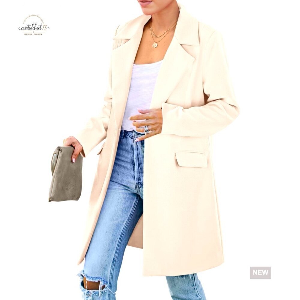 Oversized Blazer Jacket Long Sleeve Lapel Pockets Loose Fit Work Casual Chic